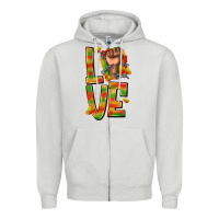 Dove Grey love juneteenth with fist Zipper Hoodie - texasbilliewilder