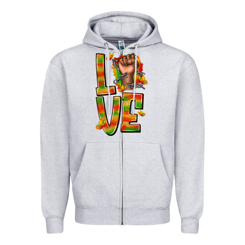 Love Juneteenth With Fist Zipper Hoodie by texasbilliewilder | Teevron