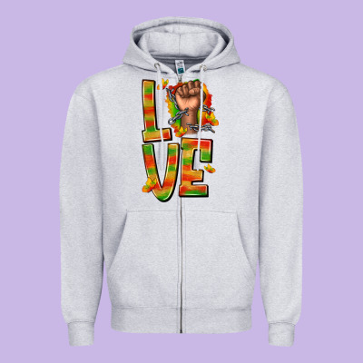 Zipper Hoodie love juneteenth with fist