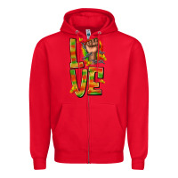 Red love juneteenth with fist Zipper Hoodie - texasbilliewilder