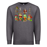 Charcoal Heather christmas skeleton coffee cups Premium Sweatshirt - FaDigitalArtStudio