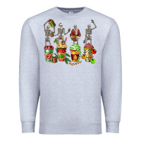 Heather Grey christmas skeleton coffee cups Premium Sweatshirt - FaDigitalArtStudio
