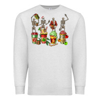 Oatmeal Heather christmas skeleton coffee cups Premium Sweatshirt - FaDigitalArtStudio