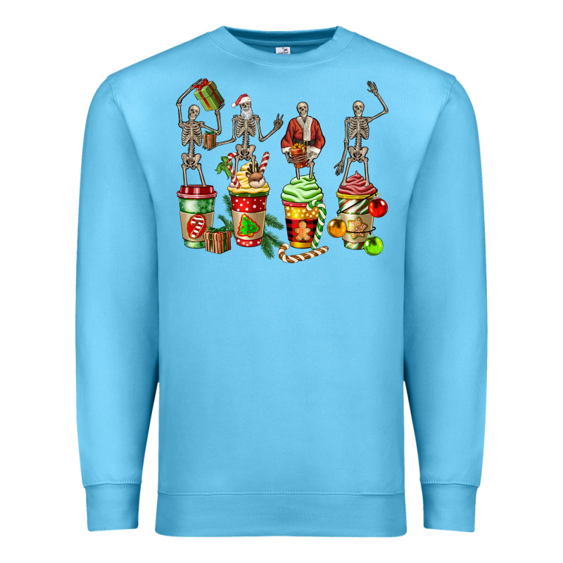 Christmas Skeleton Coffee Cups Premium Sweatshirt by FaDigitalArtStudio | Teevron