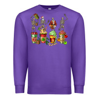 Purple christmas skeleton coffee cups Premium Sweatshirt - FaDigitalArtStudio