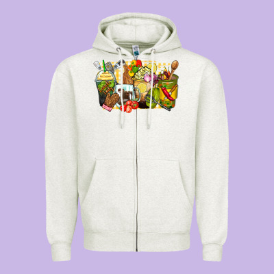 Lunch Lady Coffee Cups Zipper Hoodie Designed By Zillion Design Studio
