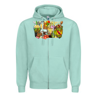 Seafoam lunch lady coffee cups Zipper Hoodie - Zillion Design Studio