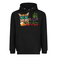 Black hello summer Heavyweight Hoodie - SublimationCraftShop