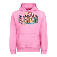 Fuchsia Pink life is better at the beach Urban Hoodie - MaliasSmallBusiness