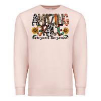 Pale Pink amazing grace how sweet the sound Premium Sweatshirt - RacoonDesign