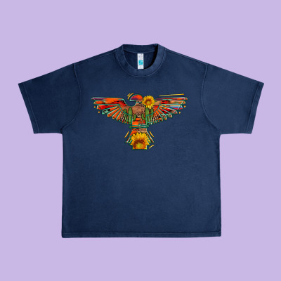 Thunderbird  Wild Soul With Sunflower Serape Aztec Urban Heavy Tee Designed By Artiststas