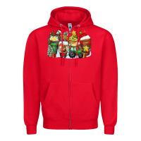 Red Christmas tractor coffee cups Zipper Hoodie - Zillion Design Studio