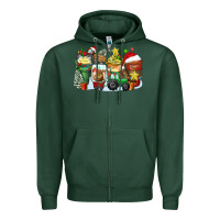 Christmas Tractor Coffee Cups Zipper Hoodie | Teevron