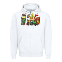 White Christmas tractor coffee cups Zipper Hoodie - Zillion Design Studio