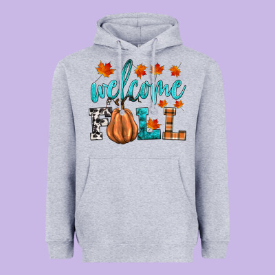 Welcome Fall Heavyweight Hoodie Designed By Hra Design Shop