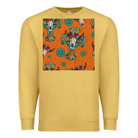 Antique Gold western cross and bull skull seamless pattern Premium Sweatshirt - HRA Design Shop