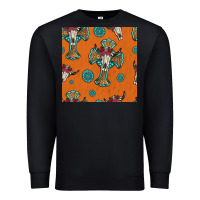 Black western cross and bull skull seamless pattern Premium Sweatshirt - HRA Design Shop