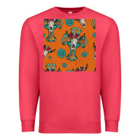 Cardinal western cross and bull skull seamless pattern Premium Sweatshirt - HRA Design Shop