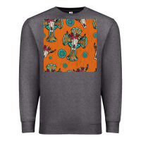 Charcoal Heather western cross and bull skull seamless pattern Premium Sweatshirt - HRA Design Shop