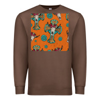 Chestnut western cross and bull skull seamless pattern Premium Sweatshirt - HRA Design Shop