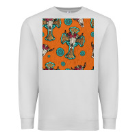 Dove Grey western cross and bull skull seamless pattern Premium Sweatshirt - HRA Design Shop