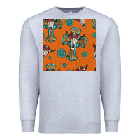 Heather Grey western cross and bull skull seamless pattern Premium Sweatshirt - HRA Design Shop