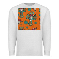 Oatmeal Heather western cross and bull skull seamless pattern Premium Sweatshirt - HRA Design Shop