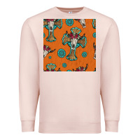 Pale Pink western cross and bull skull seamless pattern Premium Sweatshirt - HRA Design Shop