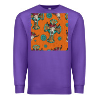 Purple western cross and bull skull seamless pattern Premium Sweatshirt - HRA Design Shop
