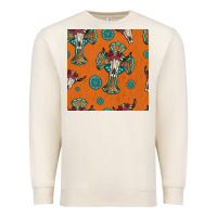 Sandshell western cross and bull skull seamless pattern Premium Sweatshirt - HRA Design Shop