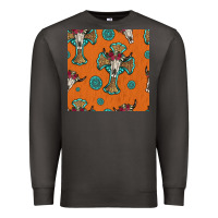 Smoke western cross and bull skull seamless pattern Premium Sweatshirt - HRA Design Shop