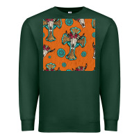 Sports Green western cross and bull skull seamless pattern Premium Sweatshirt - HRA Design Shop
