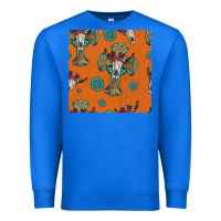 Western Cross And Bull Skull Seamless Pattern Premium Sweatshirt | Teevron