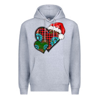 Heather Grey Christmas heart gemstones leopard Premium Hoodie - BarkalooDesign