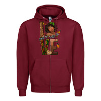 Burgundy love melanin Zipper Hoodie - texasbilliewilder