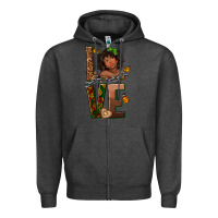 Charcoal Heather love melanin Zipper Hoodie - texasbilliewilder