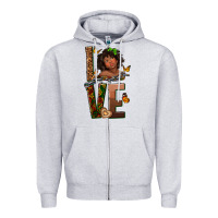 Heather Grey love melanin Zipper Hoodie - texasbilliewilder