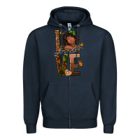 Navy love melanin Zipper Hoodie - texasbilliewilder