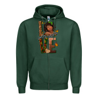 Sports Green love melanin Zipper Hoodie - texasbilliewilder