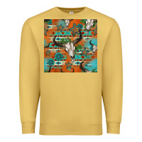 Antique Gold western bull skull seamless pattern Premium Sweatshirt - HRA Design Shop