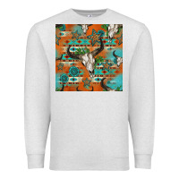 Oatmeal Heather western bull skull seamless pattern Premium Sweatshirt - HRA Design Shop