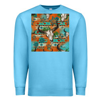 Ocean Blue western bull skull seamless pattern Premium Sweatshirt - HRA Design Shop