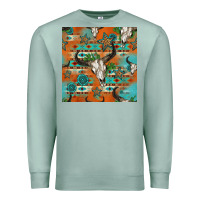 Seafoam western bull skull seamless pattern Premium Sweatshirt - HRA Design Shop
