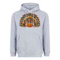 Heather Grey fall pumpkin rainbow Heavyweight Hoodie - HRA Design Shop
