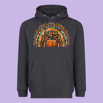 Fall Pumpkin Rainbow Heavyweight Hoodie Designed By Hra Design Shop