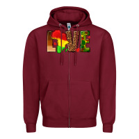 Burgundy love melanin with african map Zipper Hoodie - texasbilliewilder