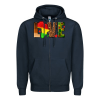 Navy love melanin with african map Zipper Hoodie - texasbilliewilder