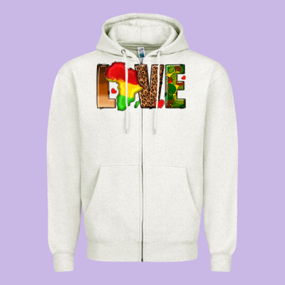 Zipper Hoodie love melanin with african map