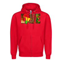 Red love melanin with african map Zipper Hoodie - texasbilliewilder