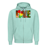 Seafoam love melanin with african map Zipper Hoodie - texasbilliewilder